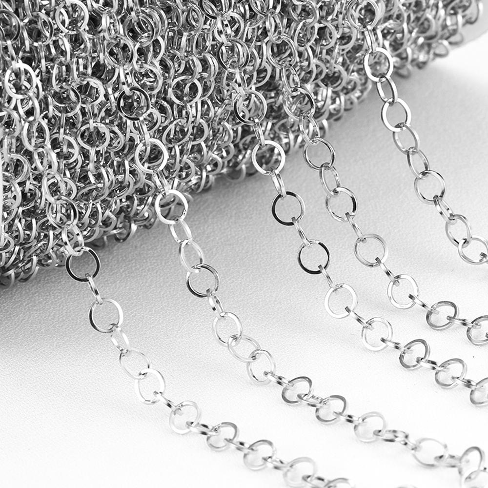 

2Meters Stainless Steel Round Circle Chain O Shape Chains for Necklace Bracelet Jewelry Making DIY Findings Handmade Supplies Width 2mm