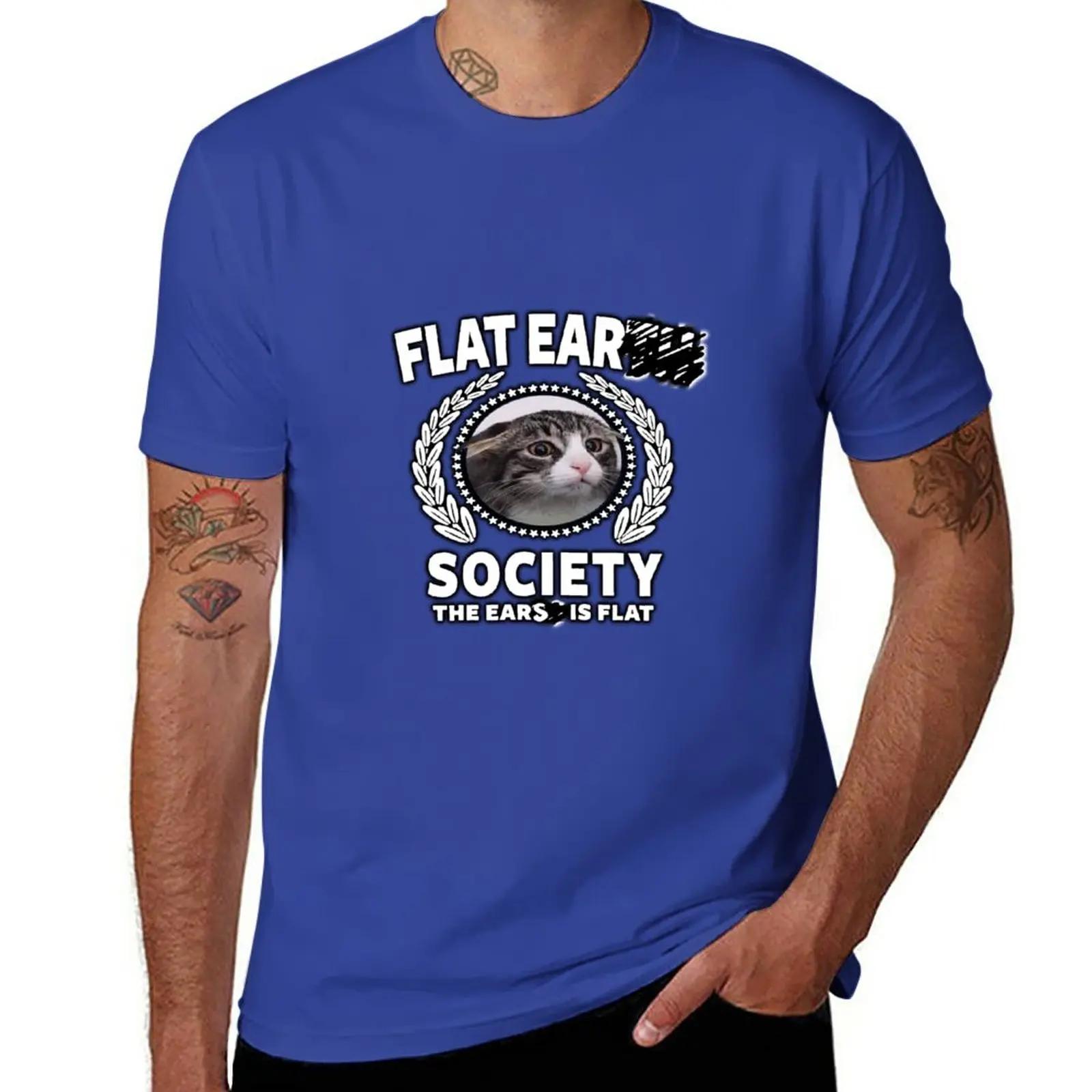 

Забавная футболка с изображением кота и мема Flat Ear Society, футболки, футболки с графическим принтом, блузки, летняя одежда, плотные футболки для мужчин S синий