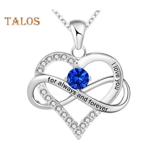 Heart Necklace for Women Romantic I Love You Forever Cubic Zirconia Heart Pendant Necklace for Valentine's Day Anniversary Gift