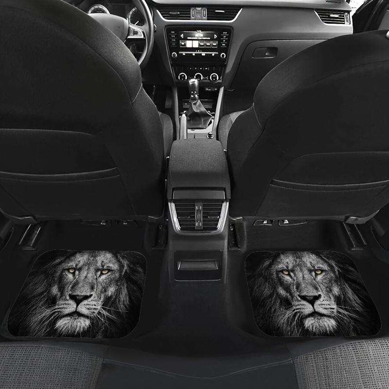 4pcs Universal Car Mats, Retro Lion Style Design Elements, Suitable for Front and Rear Seat Protection for All Vehicles, Stylish and Durable Car