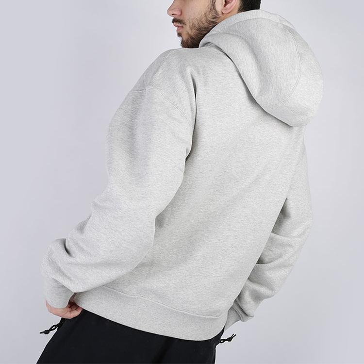 Nike Fleece Drawstring Pullover Hoodie Men Tops Grey CD6393-050