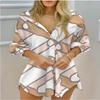 2026 European and American Style Summer Long-Sleeved V-Neck Button Striped Shirt Dress