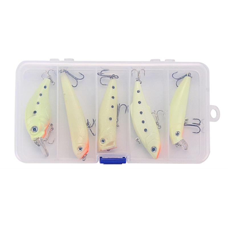 5Pcs Glows in Dark Fishing Tackle Spinner Fishing Lures Fishing Lures Wobbler Fish Lures Artificial Hard Baits Crankbait