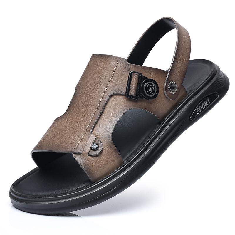Summer First Layer Cowhide Men's Beach Shoes Genuine Leather Men's Leather Sandals Casual Slippers Outdoor Sandals Trade Men's Shoes