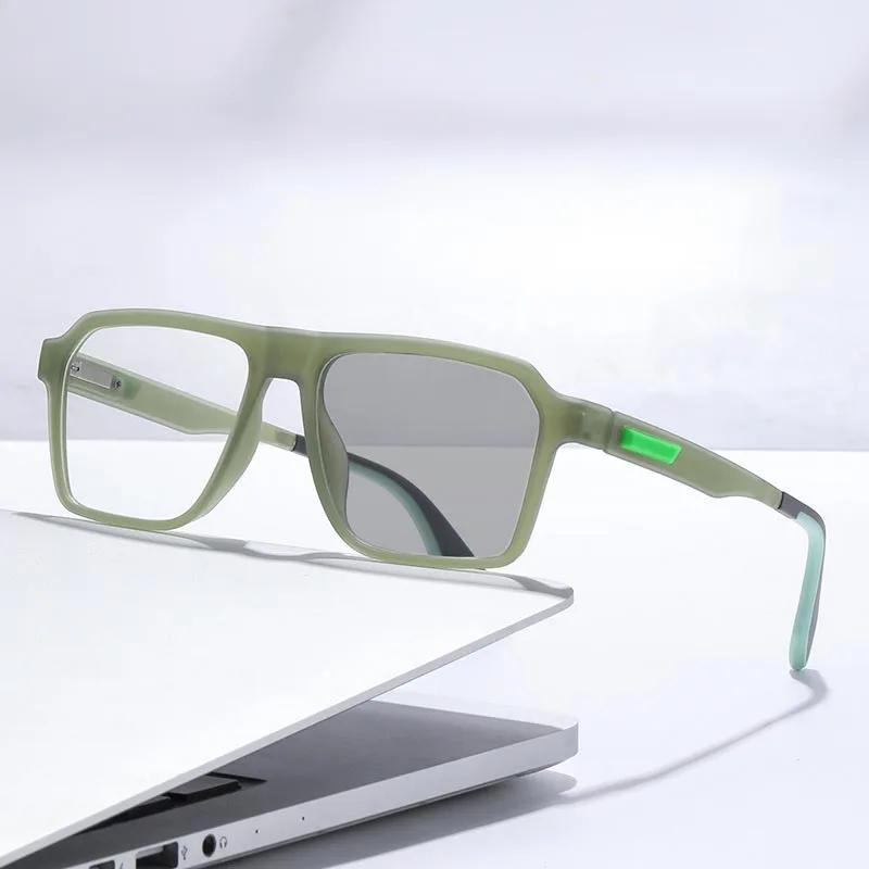 Luxury Square Pochromic Myopia Glasses Men Women Anti Blue Light Color Changing Sunglasses Ultralight Minus Sight Glasses