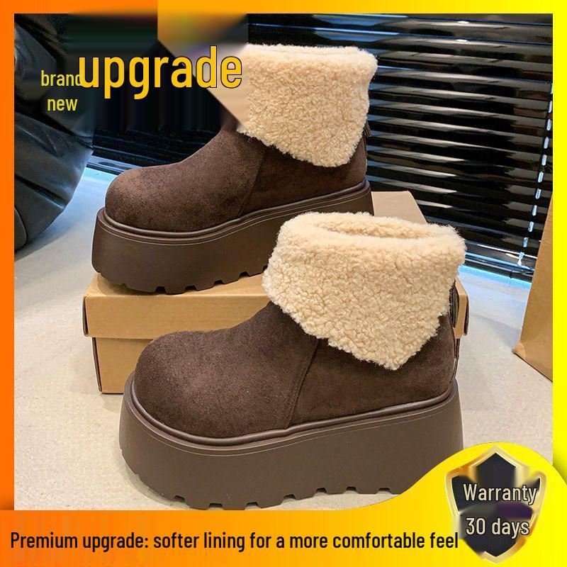 

Женские пушистые короткие модные сноубутсы на толстой подошве с бархатной подкладкой и платформой - Готовый товар 35