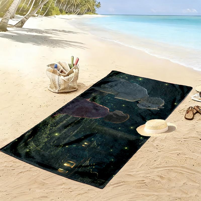 To the Forest of Firefly Lights Print Beach Towel, Large Soft Quick Dry Towel for Beach Camping Swimming