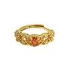 Medieval Hollow Lace Retro Gold Open Ring Colored Treasure Red Zircon Light Luxury Index Finger Ring