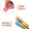 Mr. Pen- Pencil Erasers Set, 60 Pack Pencil Top Erasers, 6 Pencil Erasers, Latex-Free & No Smudge