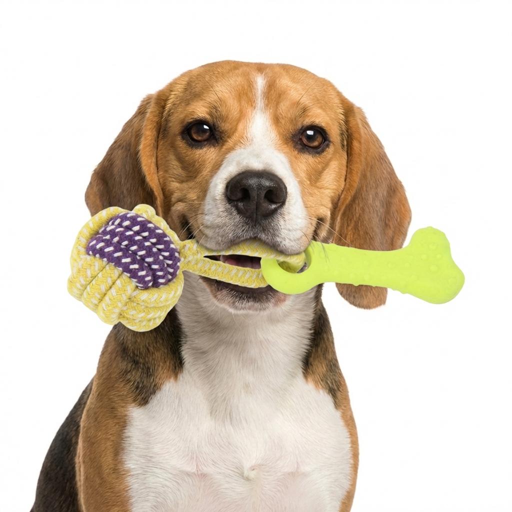 Factory Supply TPR Chew Ring and Rope Tug Dog Toy, Durable Interactive Puppy Teething Chew Aggressive Chewers