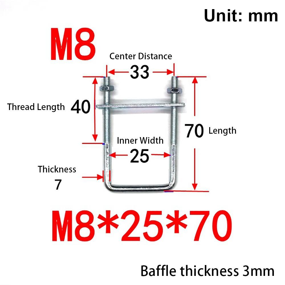 

1 шт. Оцинкованная углеродистая сталь Q235 M8 Хомут для квадратной трубы Винты Квадратный болт для квадратной трубы M8x25x70mm