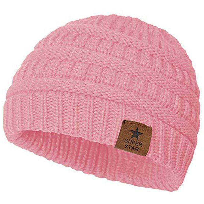 

Теплые шапки для девочек, уютные вязаные детские шапочки для девочек, мягкие зимние шапки для новорожденных и малышей розовый