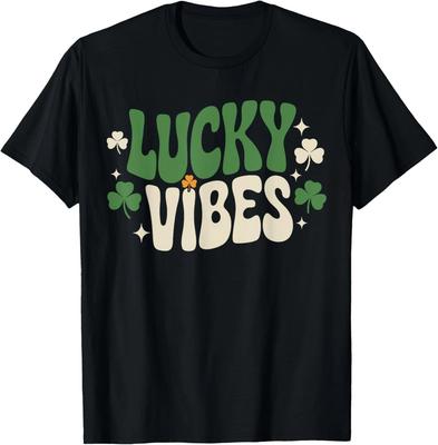 Nice Lucky Vibes Funny Saint Patricks Day Shamrock Unisex T Shirt