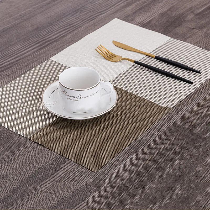 4/6/8/10Pcs Table Placemats PVC Non-slip Placemat For Dining Table Weave Mats Cup Coaster Kitchen Accessories Home Decor