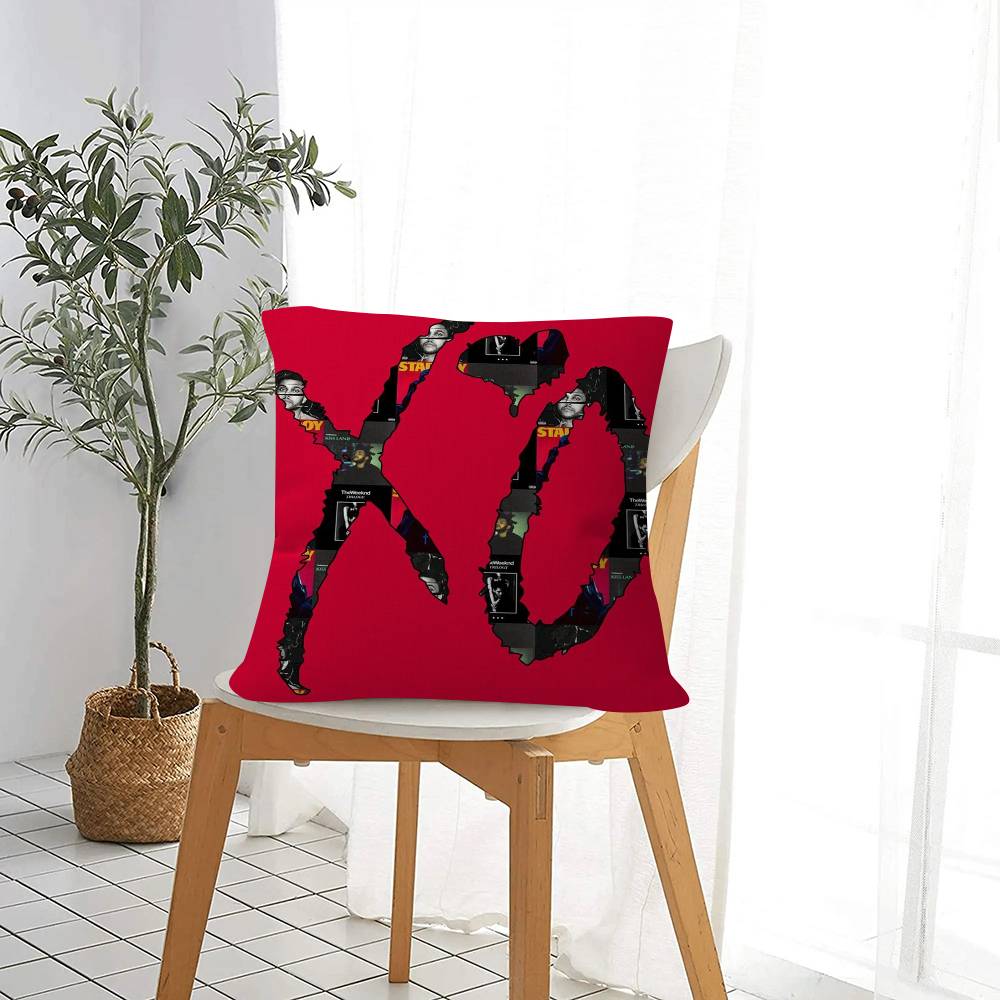 Federe per Cuscino Rapper The Weeknd Xo Cartone Animato Divano Decorativo Casa Stampa Double-Sided Peluche Corto Cuscino Carino