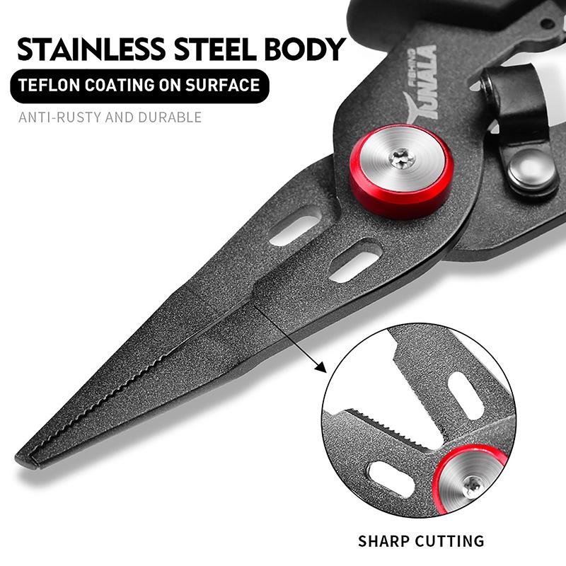Stainless Steel Luya Pliers Multi-Functional Fish Control Device Anti-Rust Teflon Coating Small Mouth Fishing Pliers Cutting Lin