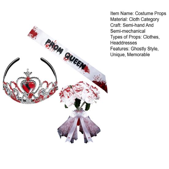 Набір костюма привида нареченої на Хелловін Готичне весільне вбрання з букетом і короною Аксесуари для зомбі-перевдягання для вечірок, заходів