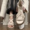 Zomer Dames Sandalen met Dikke Zool Dames Holle Open Teen Schoenen Casual Sandalen Dames Platte Romeinse Schoenen