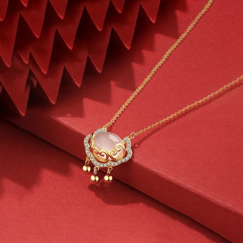 

Ожерелье Ping An Lock Xiangyun, женский замок долголетия, светлый, роскошный, нишевый дизайн, подарок на День святого Валентина для девушки