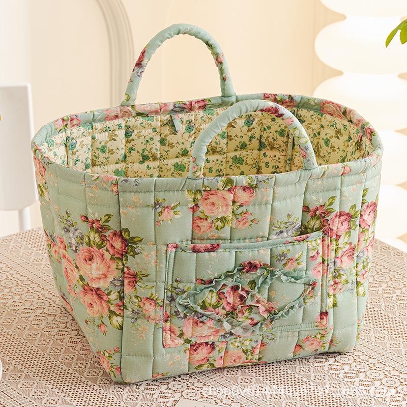 Portable Floral Foldable Storage Basket for Home Textiles and Underwear Organizer