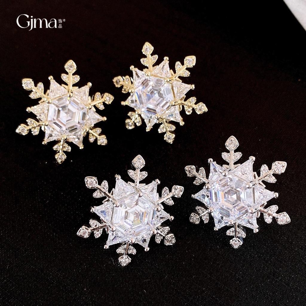 Zircon snowflake earrings stud earrings temperament exquisite earrings design sense niche