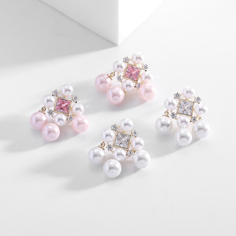 2022 neue Mode Retro Süßwasser Perlen Ohrringe für Frauen Bling CZ Barock Süßwasser Perle Baumeln 925 Silber Nadel Earing