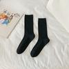 Female Summer Thin Simple Pure Color All Build Vertical Bar Wicking High Tube Cotton Socks