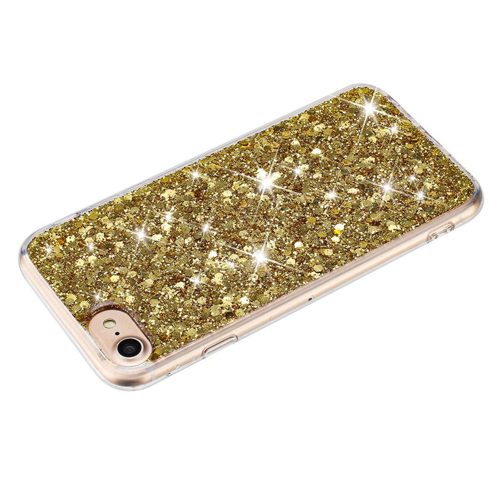 

For iPhone 6/7/8/SE (2020) (2022) Epoxy TPU Phone Case Shockproof Glittery Powder Decor Phone Cover Gold