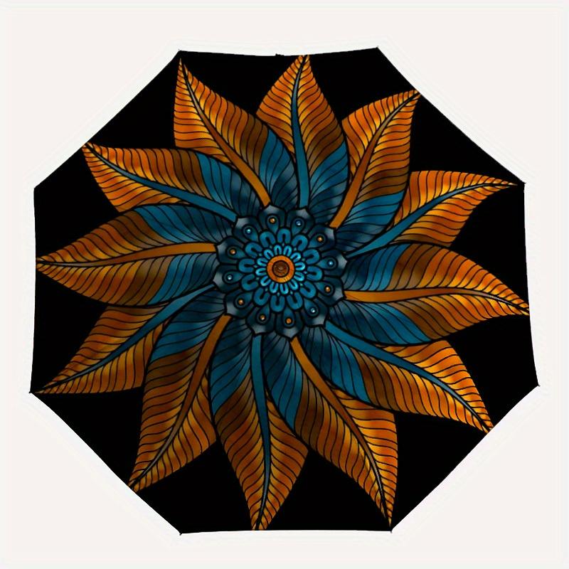 

1pc Abstract Flower Design Automatic Opening/closing Umbrella with Auto Open/Close, Windproof, Foldable Sunshade, Perfect Gift for Friends,