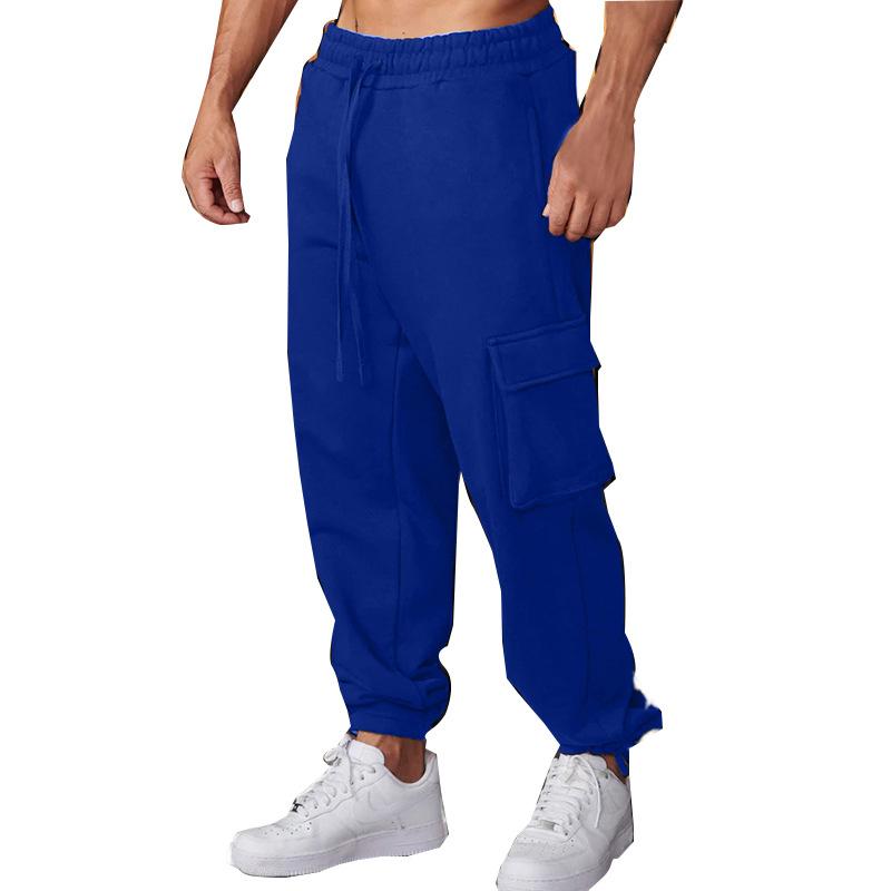 Men's Pants Autumn and Winter New Hair Sweatpants Casual Drawstring Straight Cylinder Multi-pocket Cargo Pants