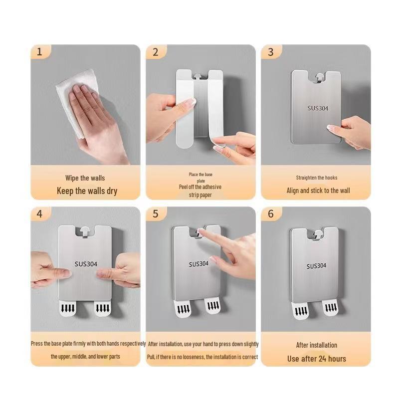 Seamless Stainless Steel Picture Hanging Hooks - No Punching Needed for Securely Mounting Photo Frames and Wedding Photos.