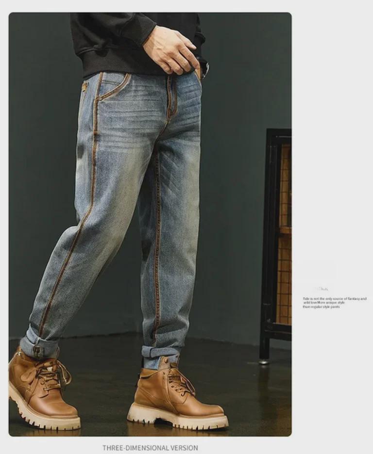 Jean fuselé à jambe droite pour homme: Pantalon décontracté tendance, ample et polyvalent pour l'automne/hiver.