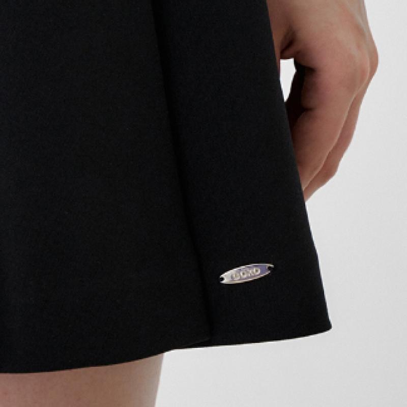 Goxo Pleat Skirt Black With Metal Logo Flap