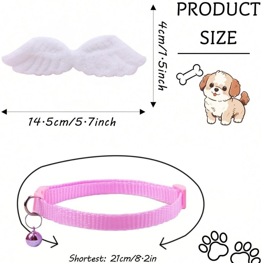 Lovely Adjustable Plush Wings Cat Collar Solid Color Soft Pet Collar Lightweight Not Tight Nor Loose Pet Dressing Pet Beauty
