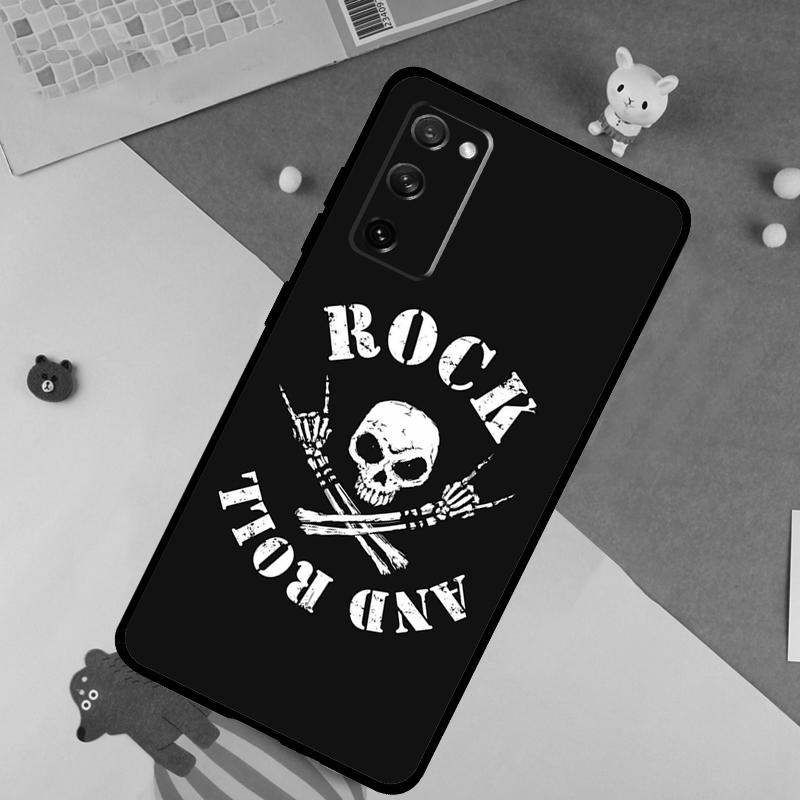 Rock Roll Skull Soft Case For Samsung Galaxy S24 Ultra S9 S10 S20 S22 S21 Plus S23 FE S25 Ultra Funda Cover