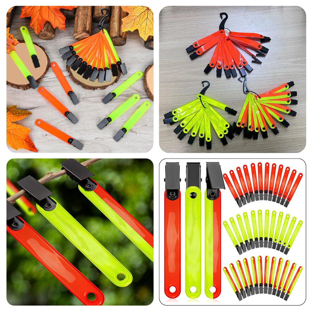 12Pcs/pack Reflective Trail Markers High Visibility Trail Markers Reflective Trail Marker Clip for Tree Stand Hunting