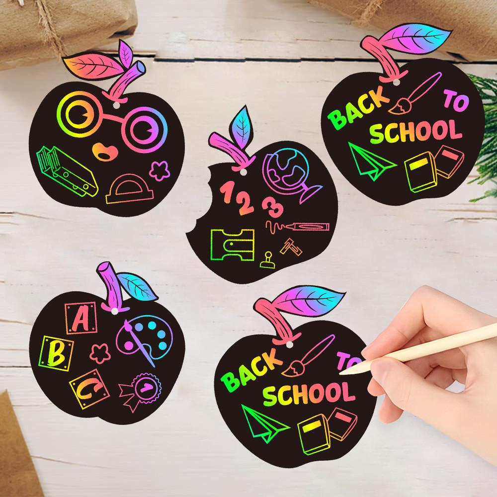 Shaped Colorful Diy Scratch Card Set Hanging School Decoration Props