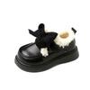 Girls Shoes Children Princess Small Leather Shoes 2025 Spring and Autumn New Winter Velvet Little Girl British Style Love Black