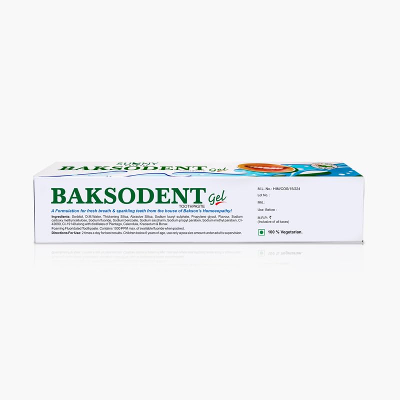 Sunny Herbals Baksodent Toothpaste Gel 100ml Pack Of 1 With Germ Control & Clove Mint Freshness