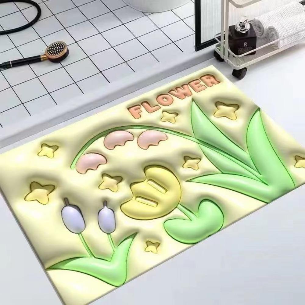 3D Three-dimensional Expansion Flower Soft Drain Floor Mat Bathroom Non-slip Mat Toilet Floor Mat