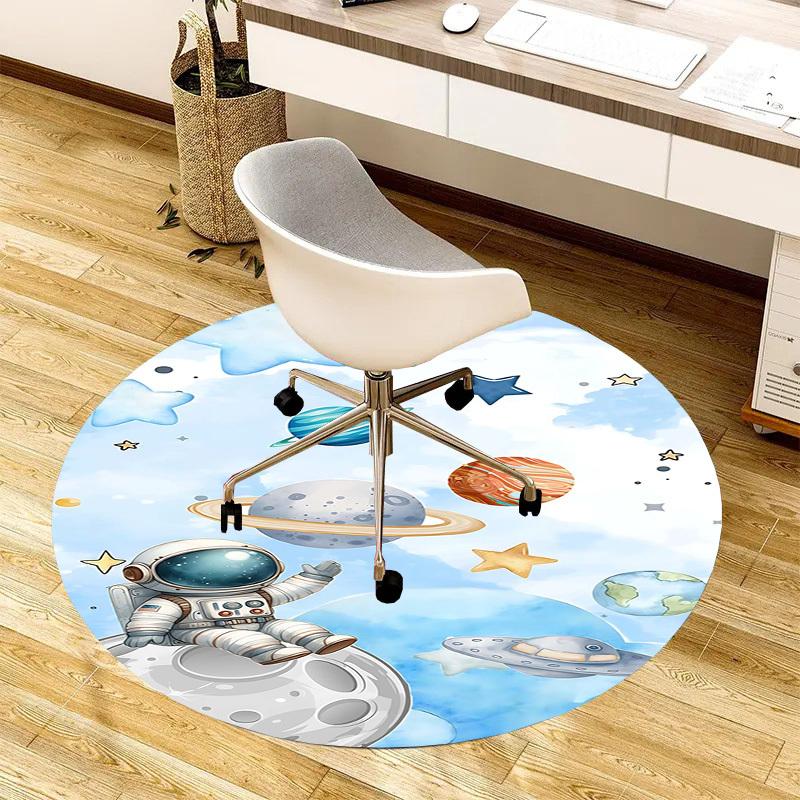 1PC space astronaut Non-Slip Floor Round carpet, Office, family, bedroom, Large Area Rug Indoor Rugs,  Durable Polyester-Z0421