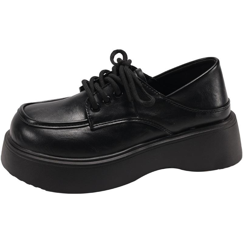 Retro British style small leather shoes women's summer 2025 spring new round head versatile black platform loafer single shoes