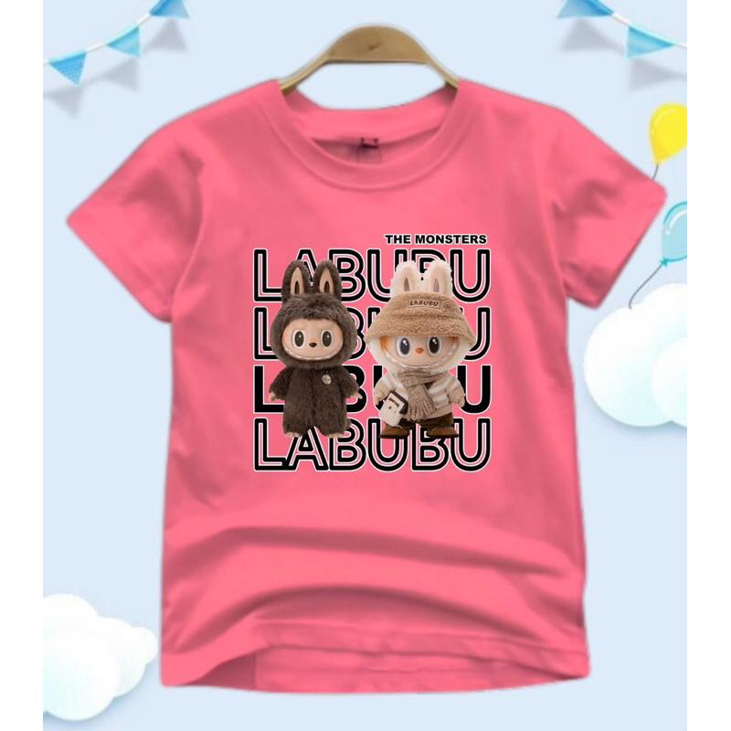 Summer Fashion LABUBU Pattern Children's Short Sleeve Cartoon Labubu Printed Girl Round Neck T-shirt Top
