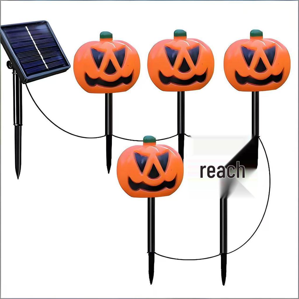 Solar-Powered Halloween Pumpkin Skeleton Ground Lights - Waterproof Outdoor Garden Decor