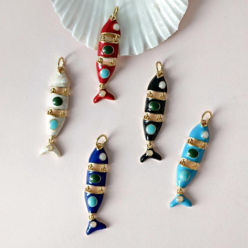 Eco-friendly Colored Enamel Fish DIY Charms Jewelry Making Accessories for Earrings Bracelet Necklace Craft