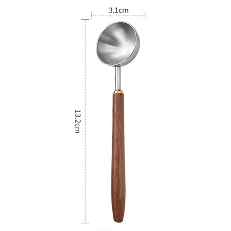 Stainless Steel Wood Handle Coffee Measuring Spoon Walnut Wood Long Handle Coffee Spoons Ice Cream Scoop Baking Dessert Utensils