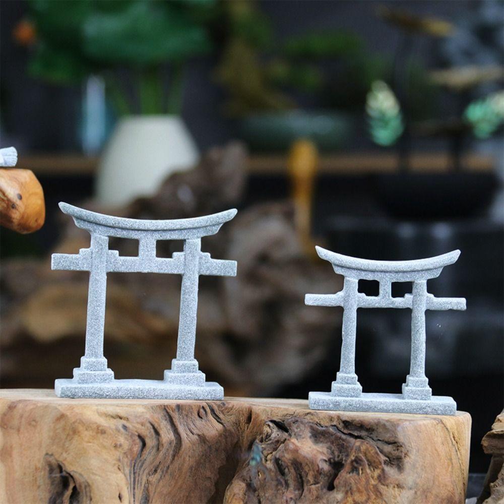 Artificial Sandstone Simulation Torii Grey Miniature Shrine Shinto Mini Japanese Torii Gate  Toy