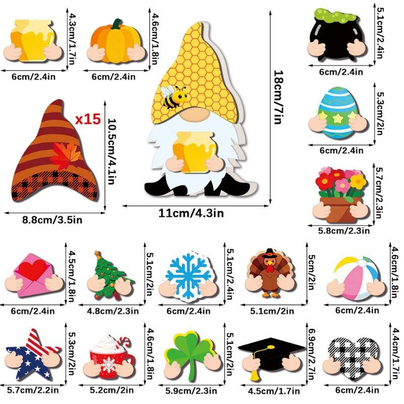 Interchangeable Gnomes Wooden Ornaments Tabletop Festival Decor with Changeable Clothes Christmas Holiday Home Decoration Set