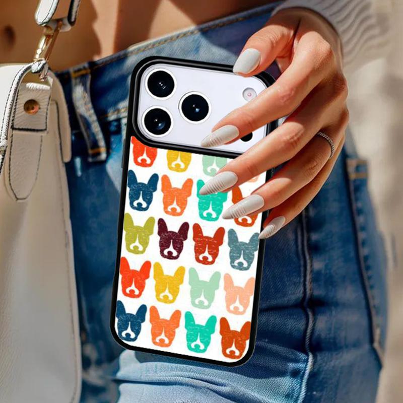 Boston Terrier Dog Faces Phone Case For iPhone 17 Air 14 15 13 12 Max Cover For Apple 14 15 16 16e 11 Pro Max Plus Coque