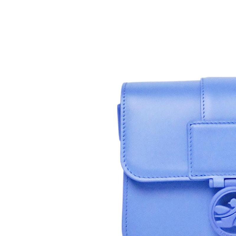 Longchamp Box-Trot Solid Color Adjustable Shoulder Strap Logo Pendant Magnetic Buckle Leather Shoulder Bag Small Women Shoulder Bag Blue 10174HBW487